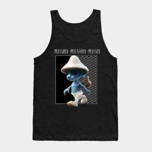 We Live We Love We Lie.Funny Smurf Meme.Blue mushroom Cat meme. Tank Top